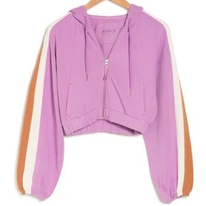 L*SPACE Big League Colorblock Crop Hoodie Jacket - NWT